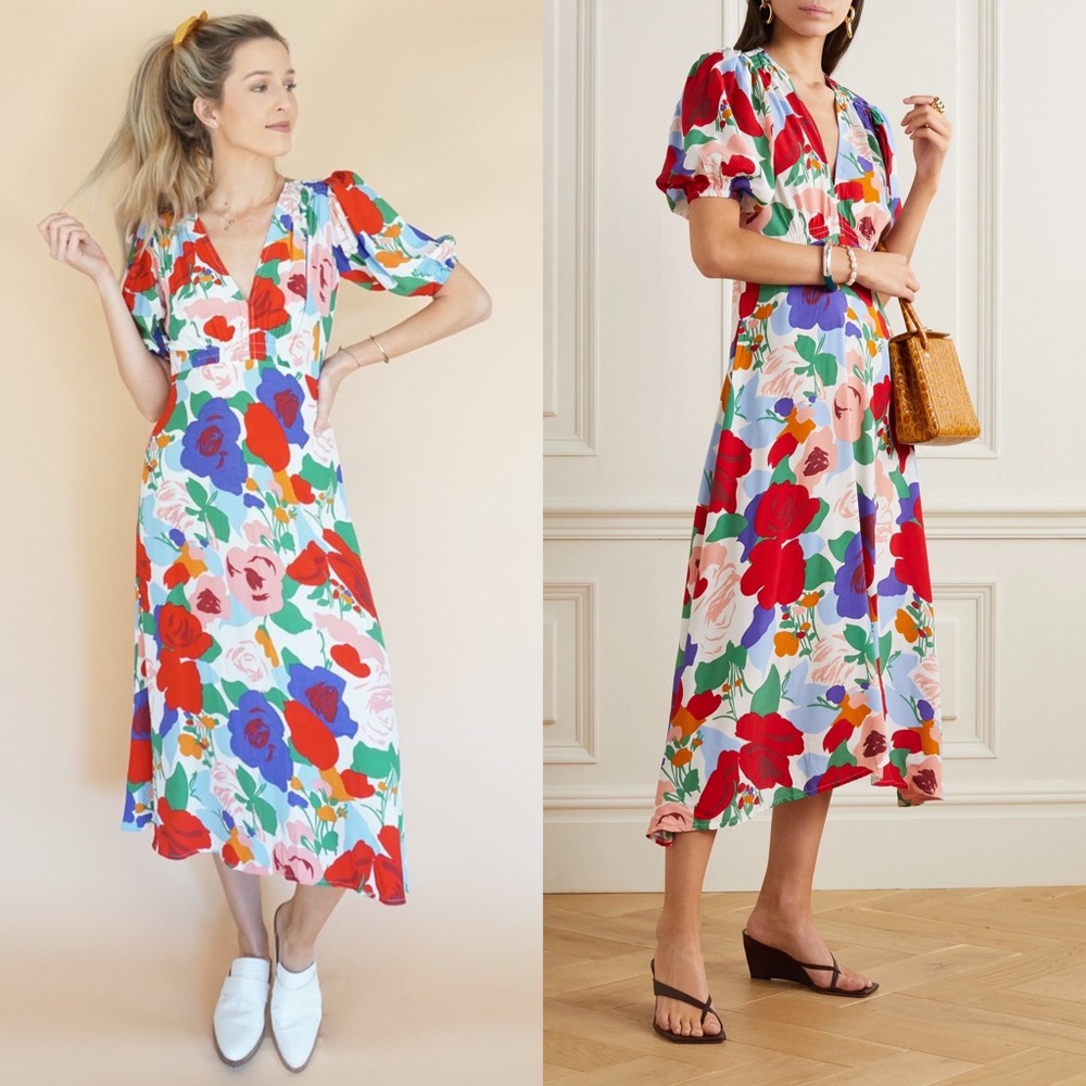 Faithfull the Brand Anita V-Neck Midi Dress
